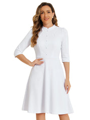 Clarivelle – Women’s Stand Collar Button Detail Dress
