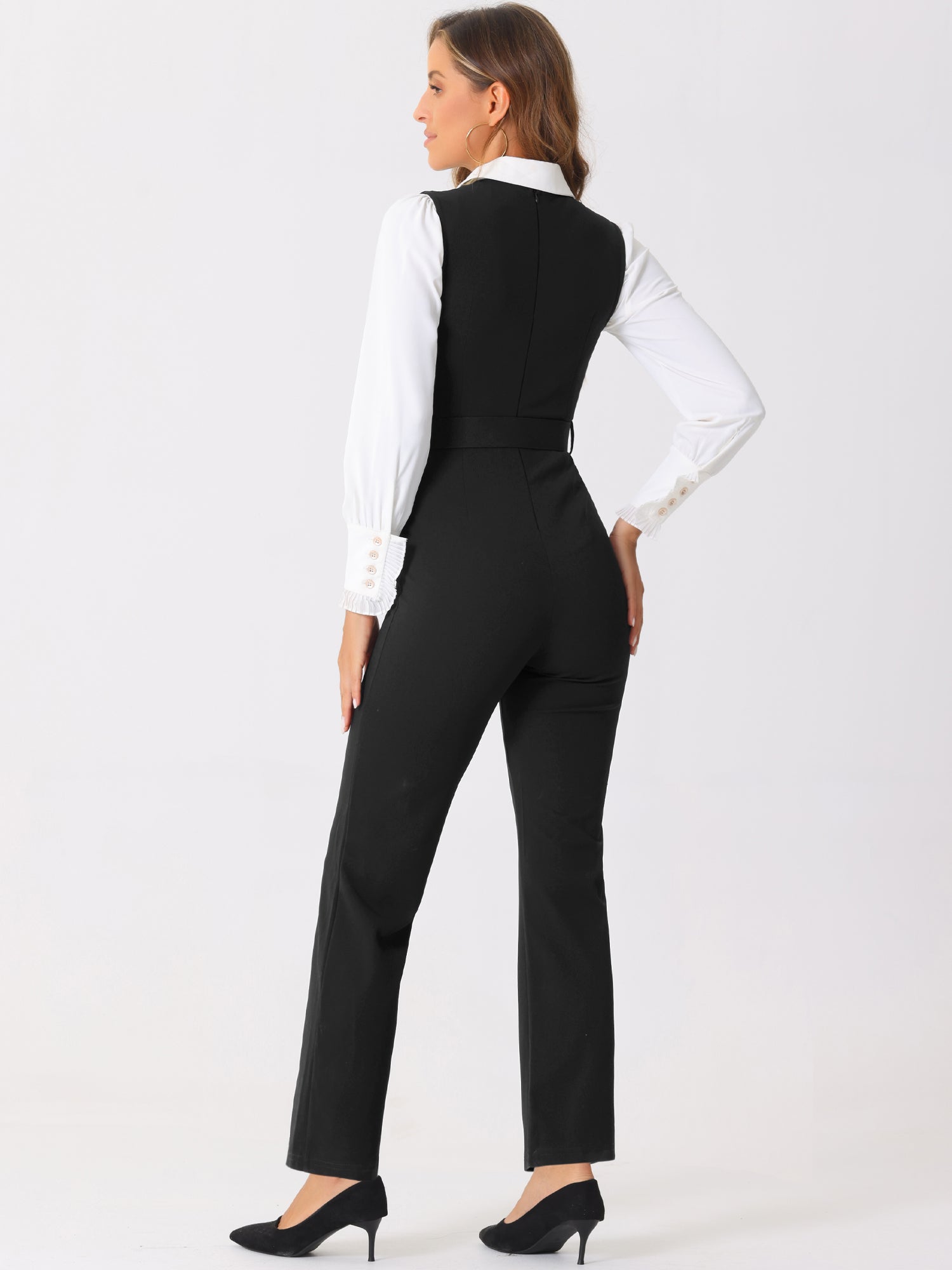 Belvessa - Women’s Belted Suspender Jumpsuit