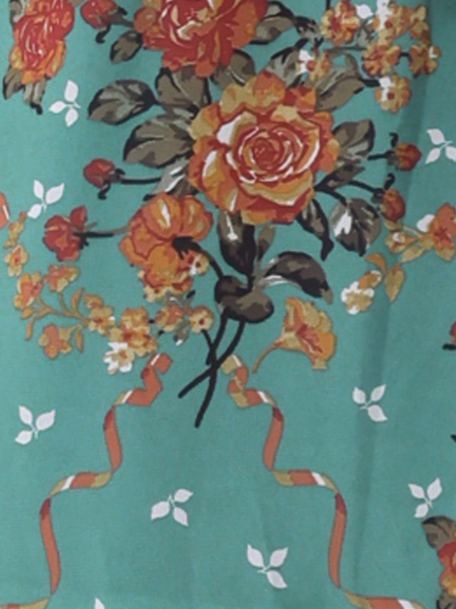 Florvella - Women’s Floral Square Neck A-Line Dress