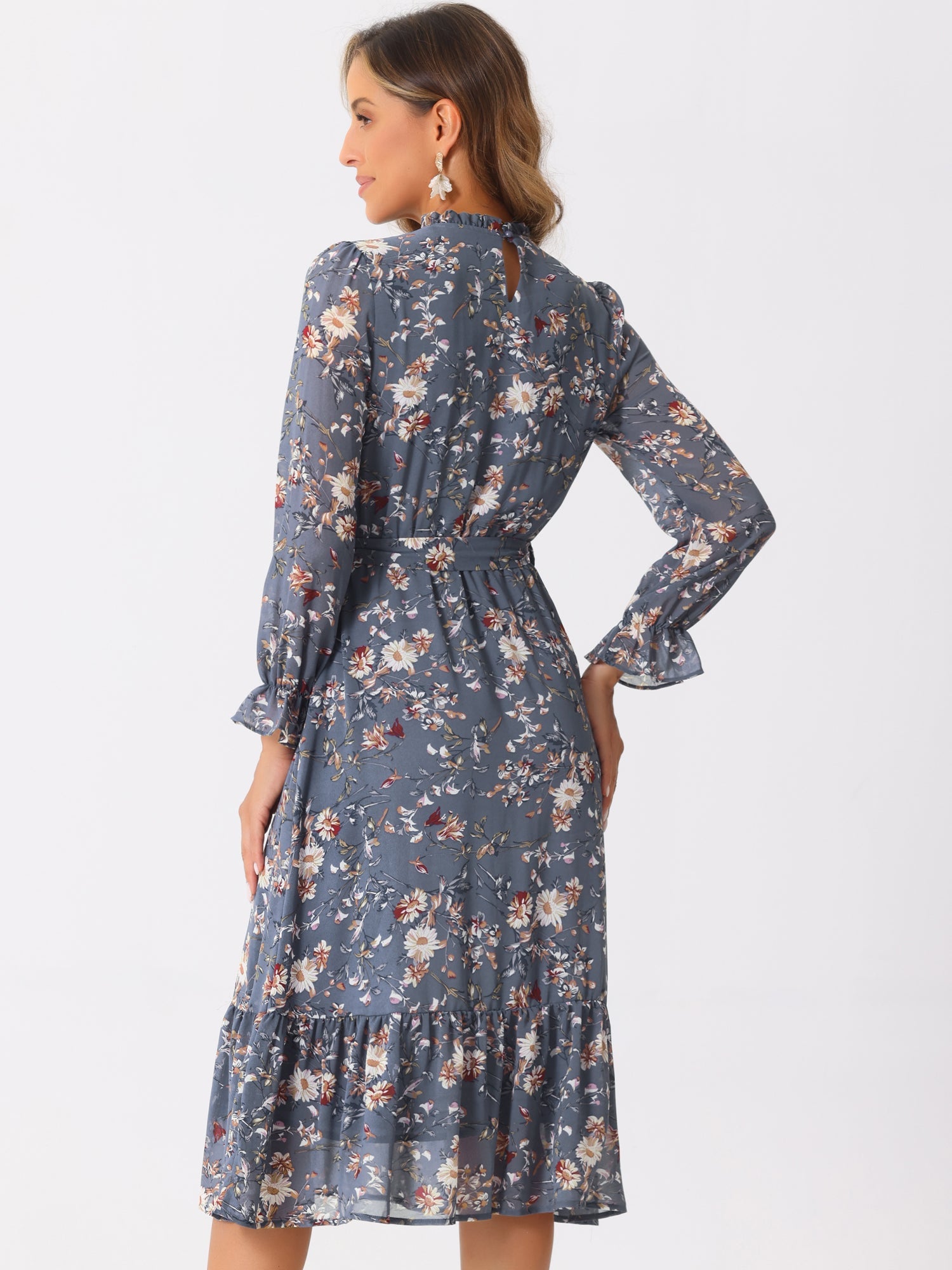 Florvessa - Women’s Floral A-Line Midi Dress