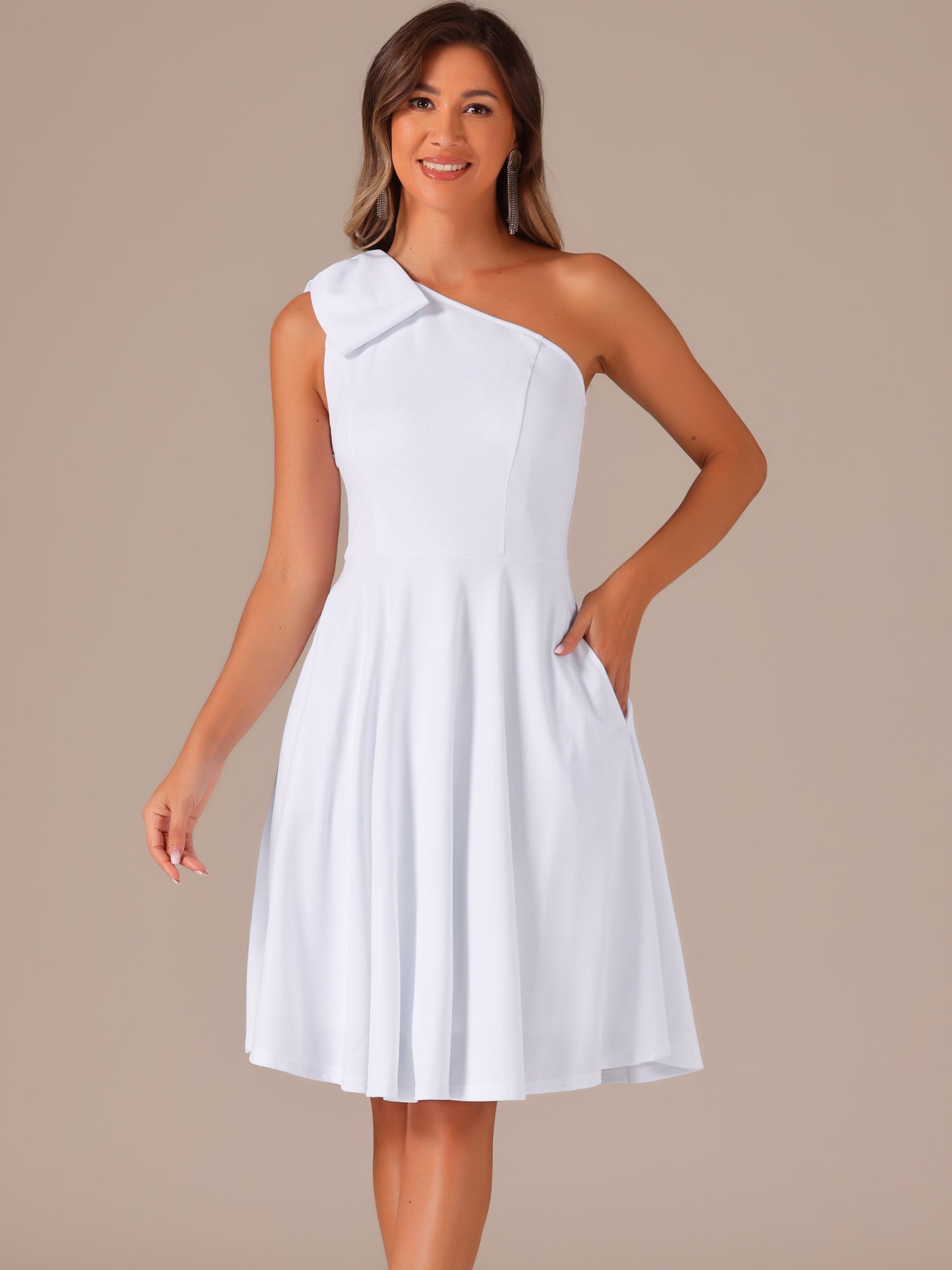 Bowvera - Women’s One Shoulder Cocktail Dress