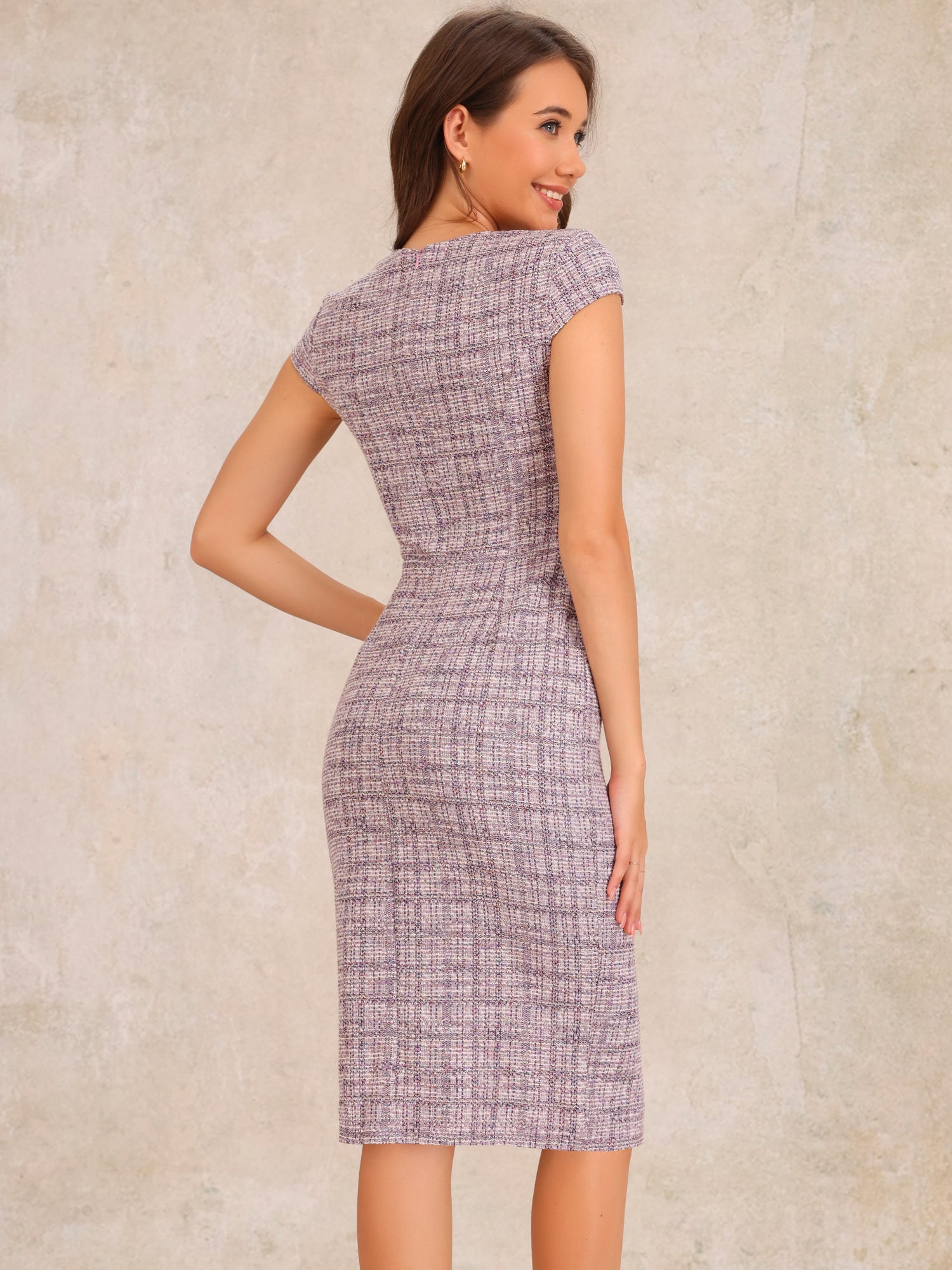 Velmora – Women’s Plaid Bodycon Work Dress