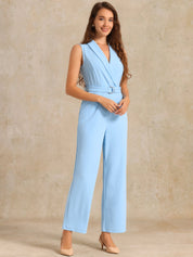 Luvessa – Women’s Sleeveless Belted Office Jumpsuit