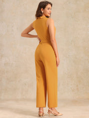 Luvessa – Women’s Sleeveless Belted Office Jumpsuit