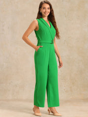 Luvessa – Women’s Sleeveless Belted Office Jumpsuit