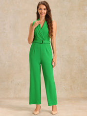 Luvessa – Women’s Sleeveless Belted Office Jumpsuit