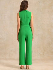 Luvessa – Women’s Sleeveless Belted Office Jumpsuit
