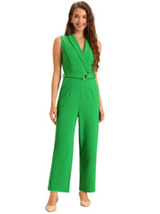 Luvessa – Women’s Sleeveless Belted Office Jumpsuit