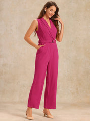 Luvessa – Women’s Sleeveless Belted Office Jumpsuit