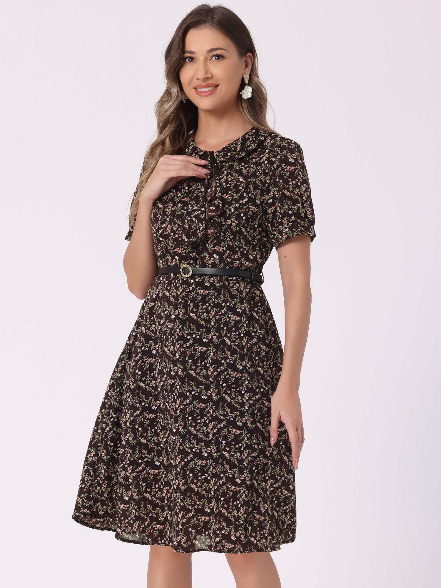 Petrella - Women’s Floral Peter Pan Collar Dress