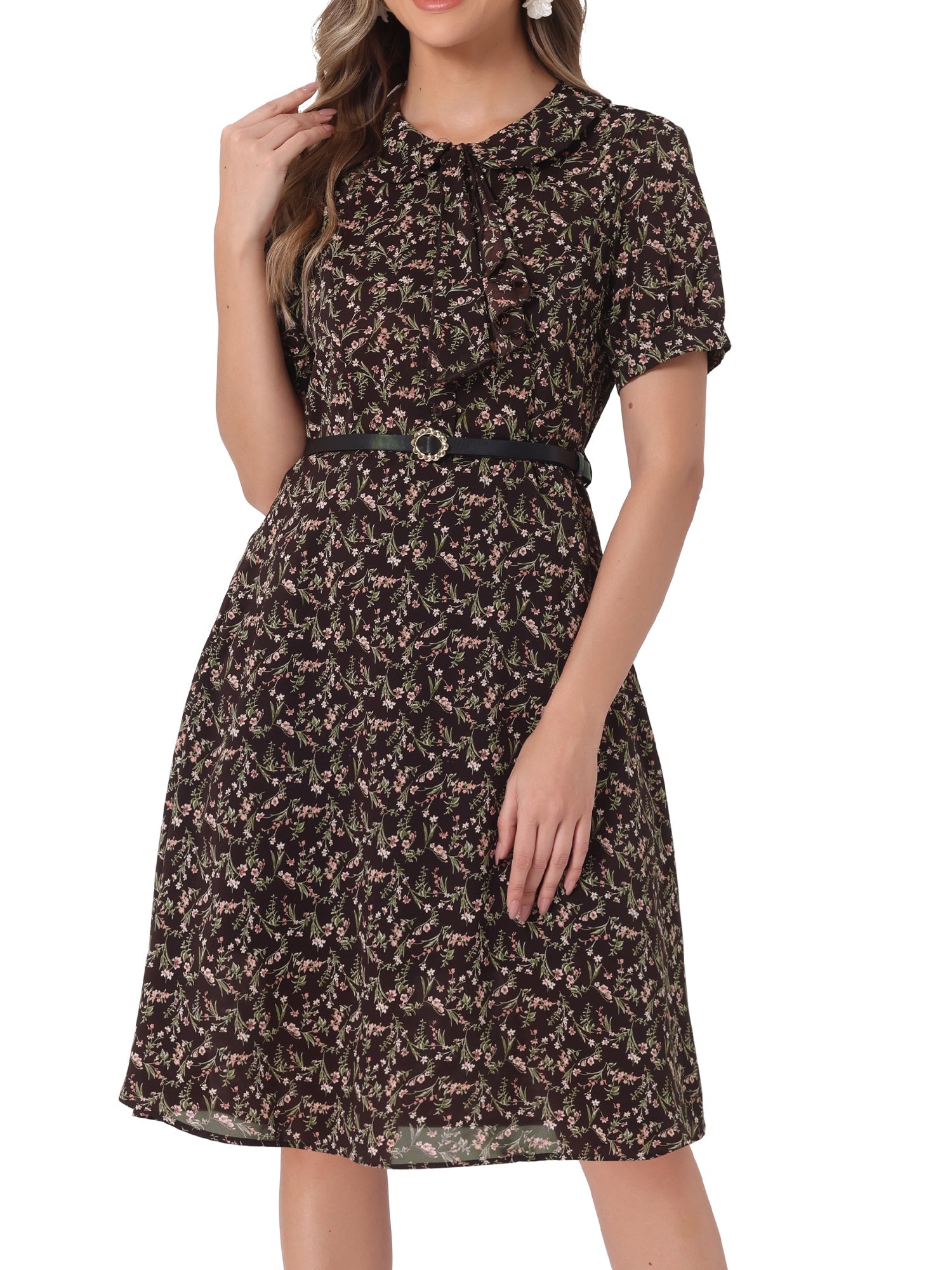 Petrella - Women’s Floral Peter Pan Collar Dress