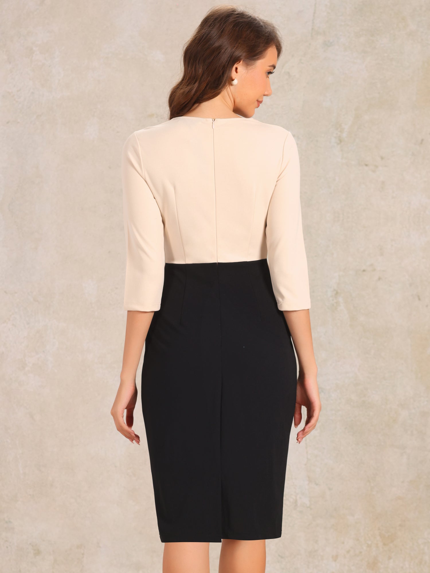 Montriva – Women’s Contrast Panel Office Sheath Dress