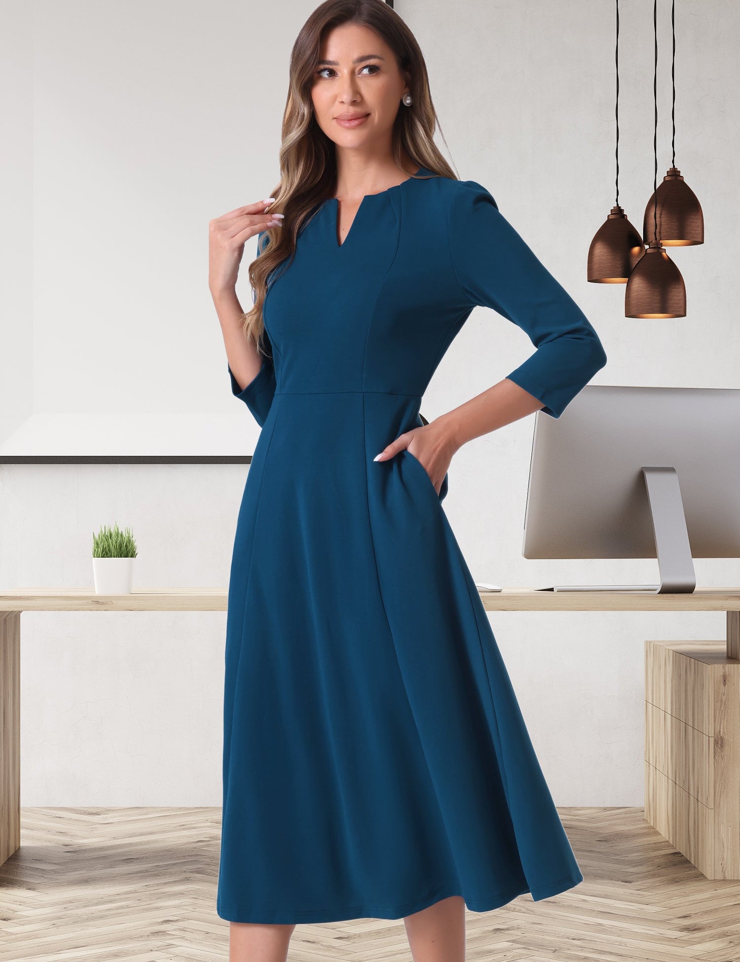 Lunavelle - Women’s A-Line Summer Midi Dress