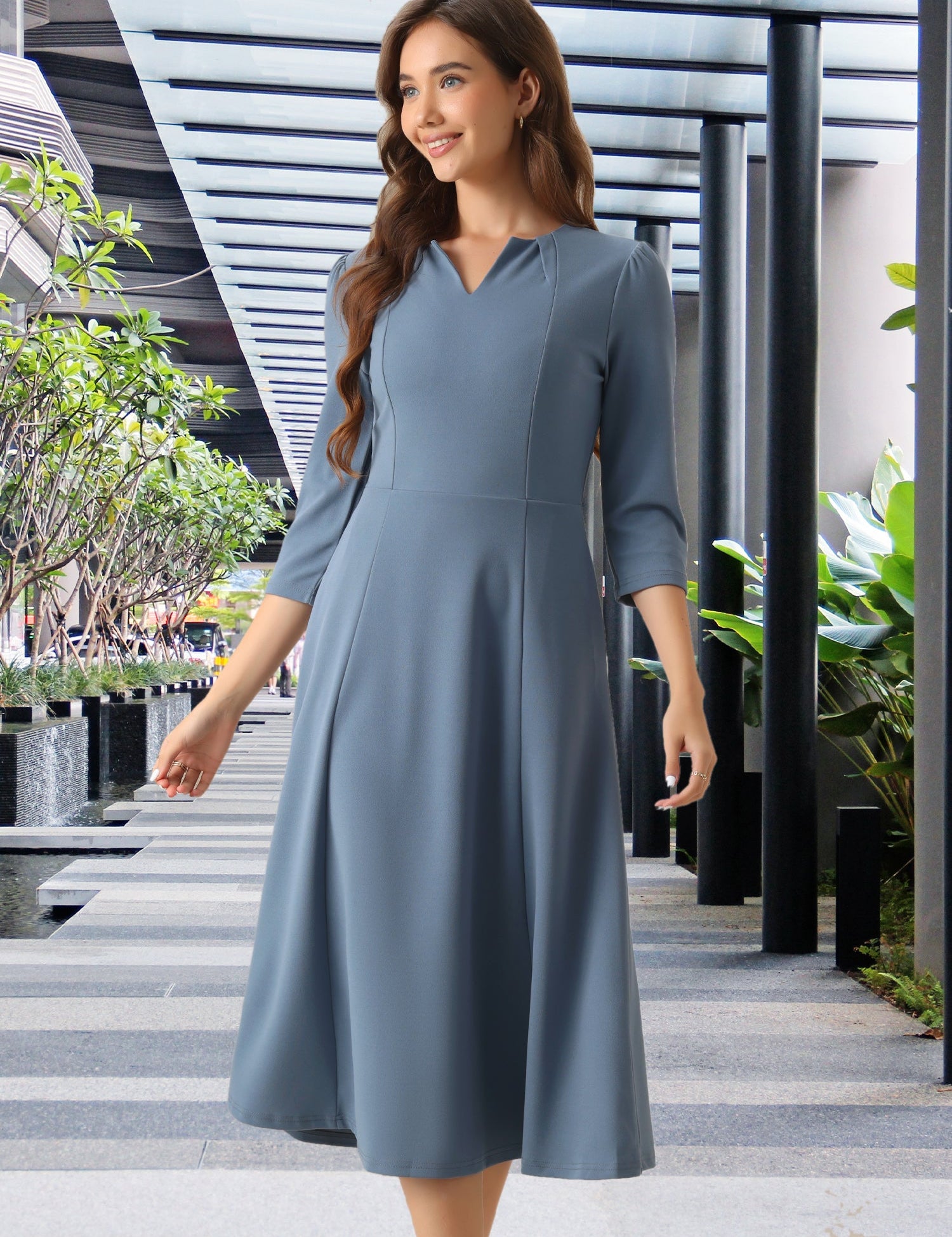 Lunavelle - Women’s A-Line Summer Midi Dress