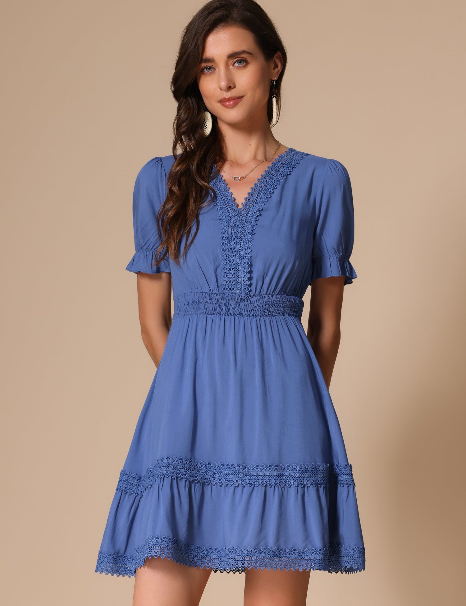 Solmira – Women’s Boho Puff Sleeve Tiered Dress