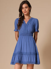 Solmira – Women’s Boho Puff Sleeve Tiered Dress