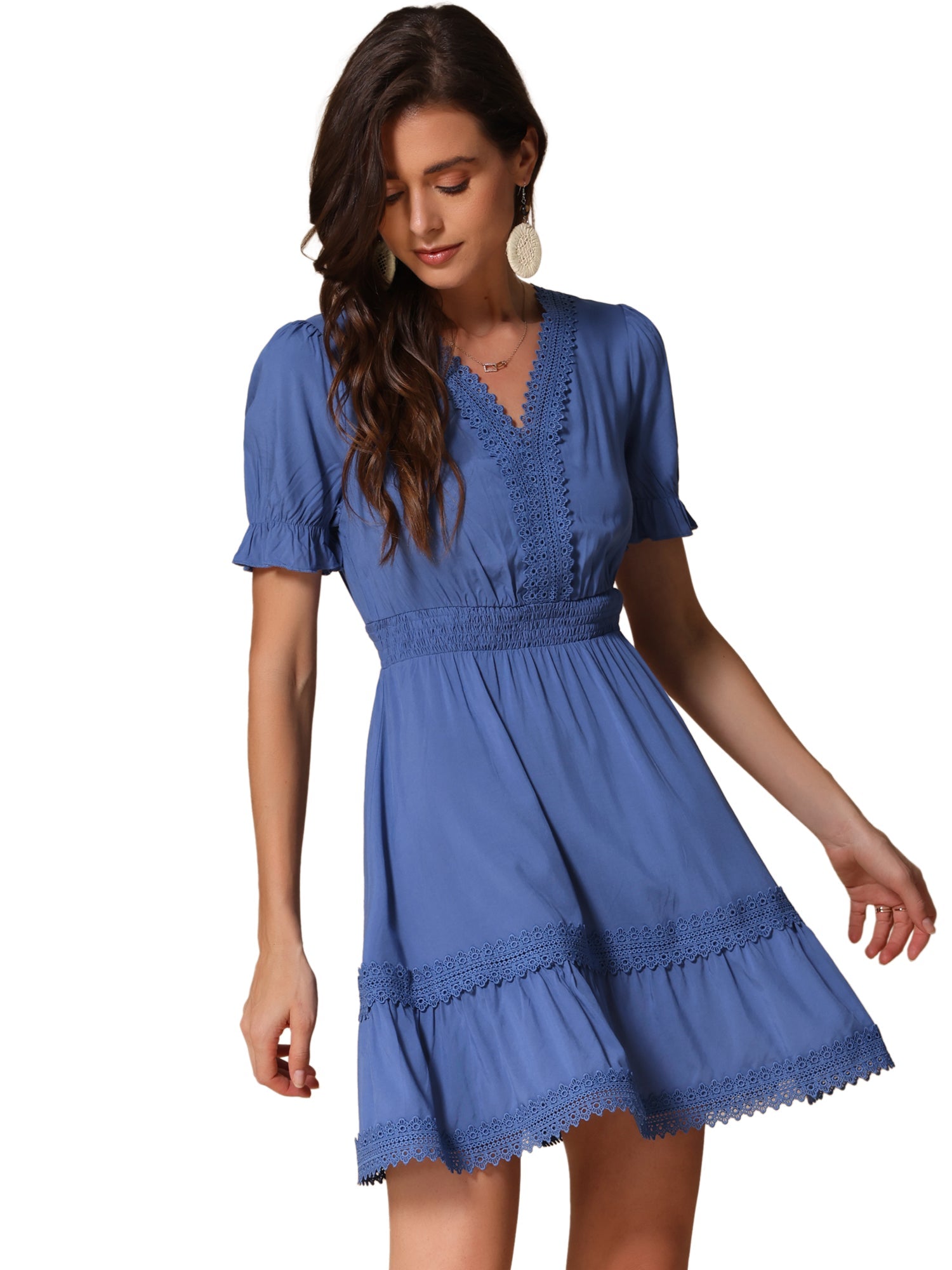 Solmira – Women’s Boho Puff Sleeve Tiered Dress