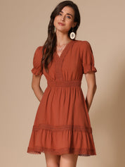 Solmira – Women’s Boho Puff Sleeve Tiered Dress