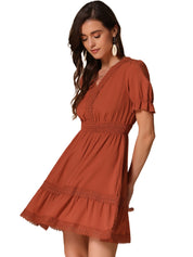Solmira – Women’s Boho Puff Sleeve Tiered Dress