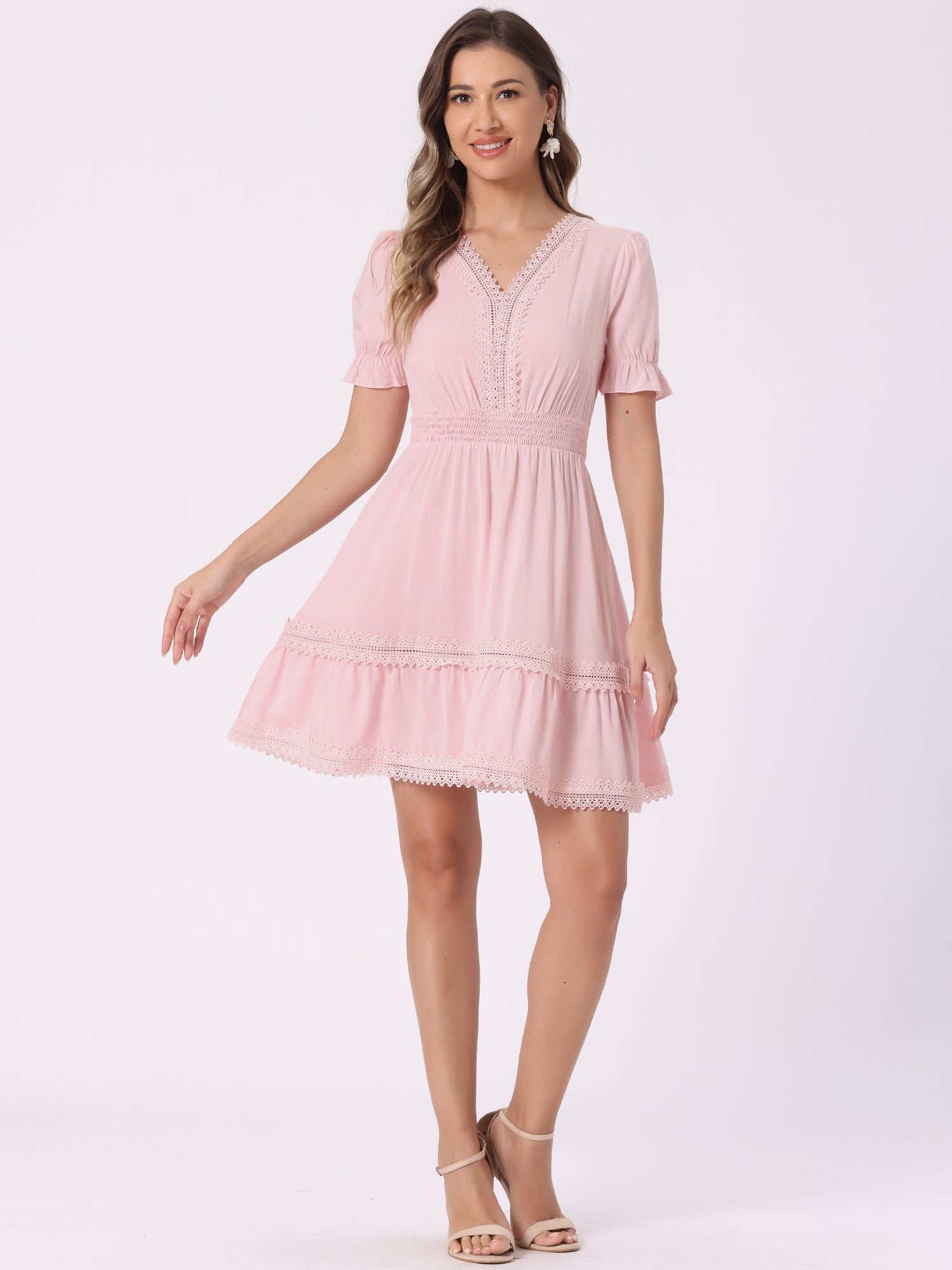 Solmira – Women’s Boho Puff Sleeve Tiered Dress