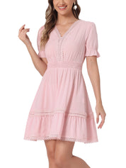 Solmira – Women’s Boho Puff Sleeve Tiered Dress