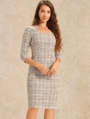 Velmora – Women’s Plaid Tweed Sheath Dress