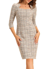 Velmora – Women’s Plaid Tweed Sheath Dress