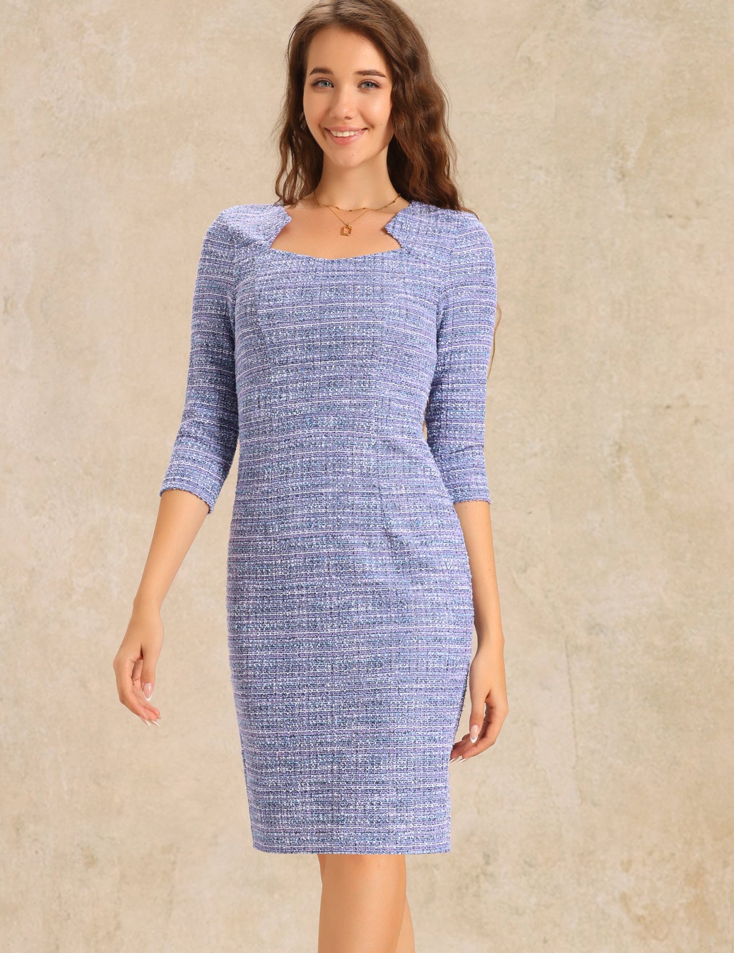 Velmora – Women’s Plaid Tweed Sheath Dress