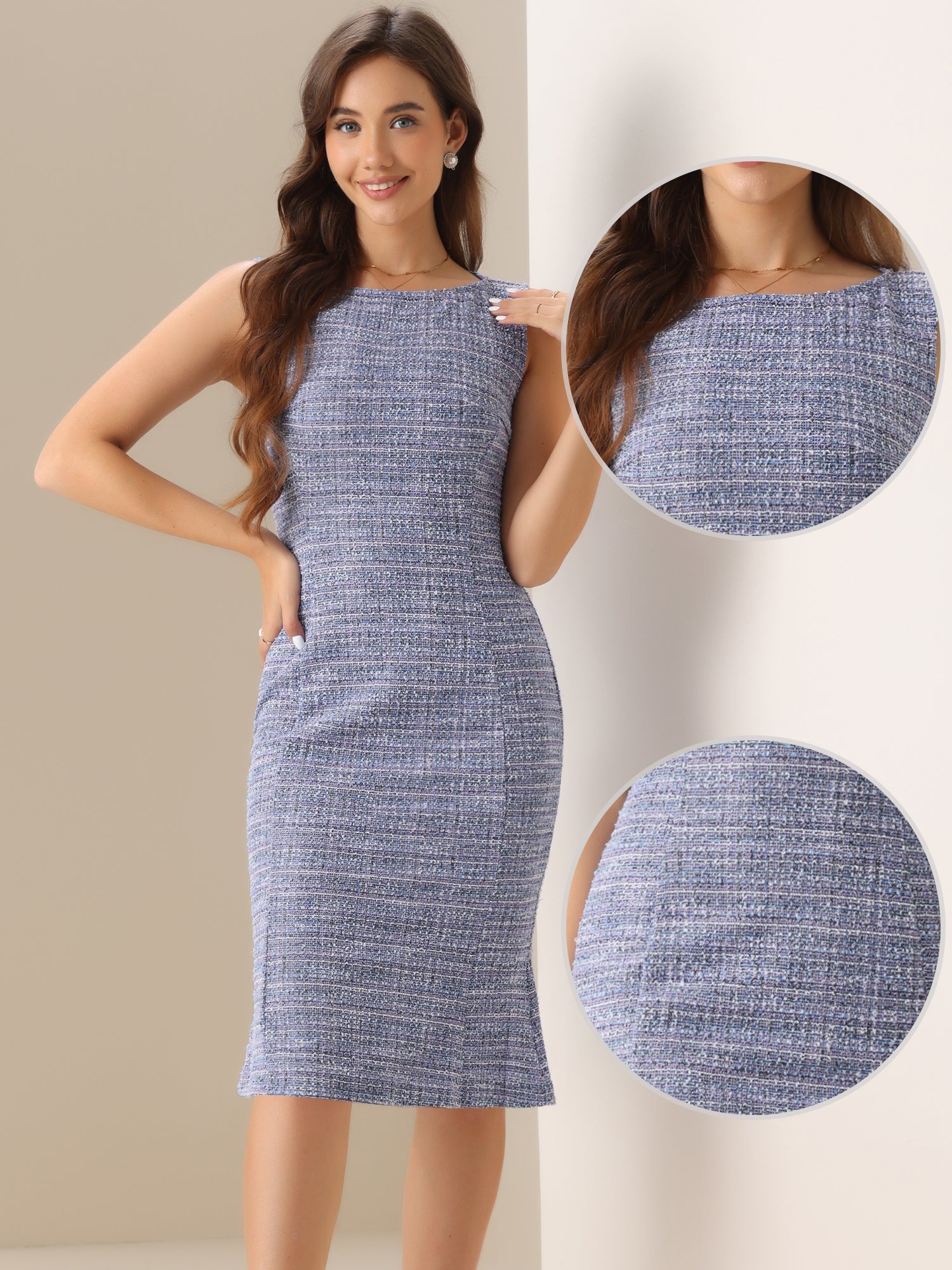 Plaivella - Women’s Plaid Sleeveless Bodycon Dress