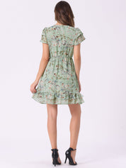 Rufflora - Women’s Floral Ruffle Sleeve Dress