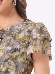 Rufflora - Women’s Floral Ruffle Sleeve Dress