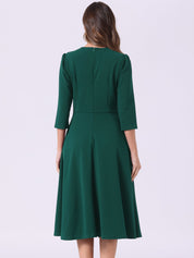 Seravelle - Women’s A-Line Work Midi Dress