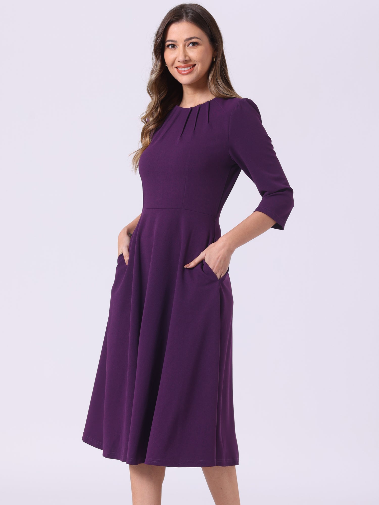 Seravelle - Women’s A-Line Work Midi Dress