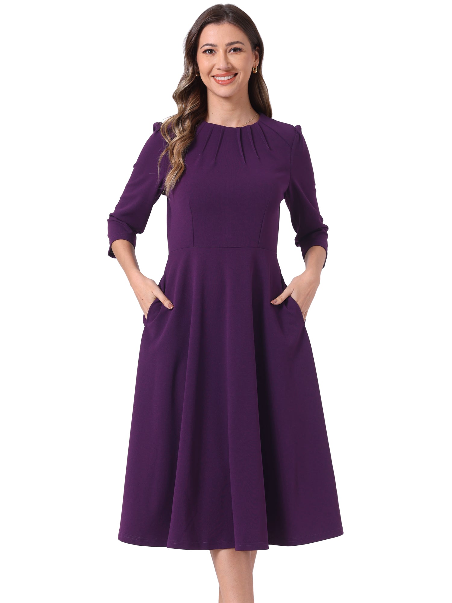 Seravelle - Women’s A-Line Work Midi Dress