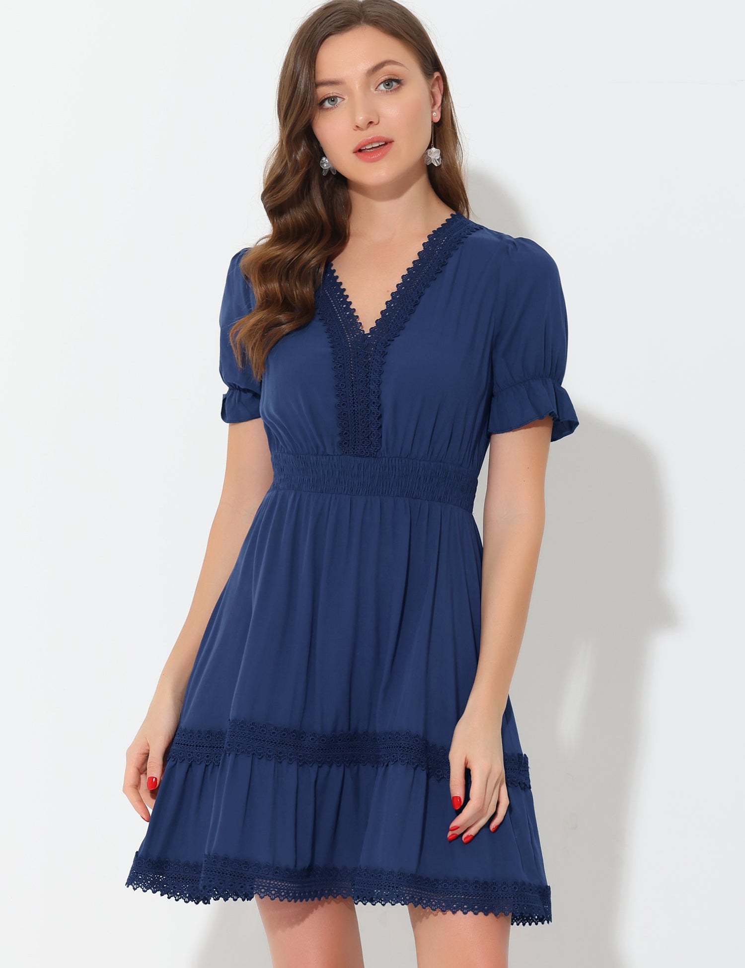 Solmira – Women’s Boho Puff Sleeve Tiered Dress