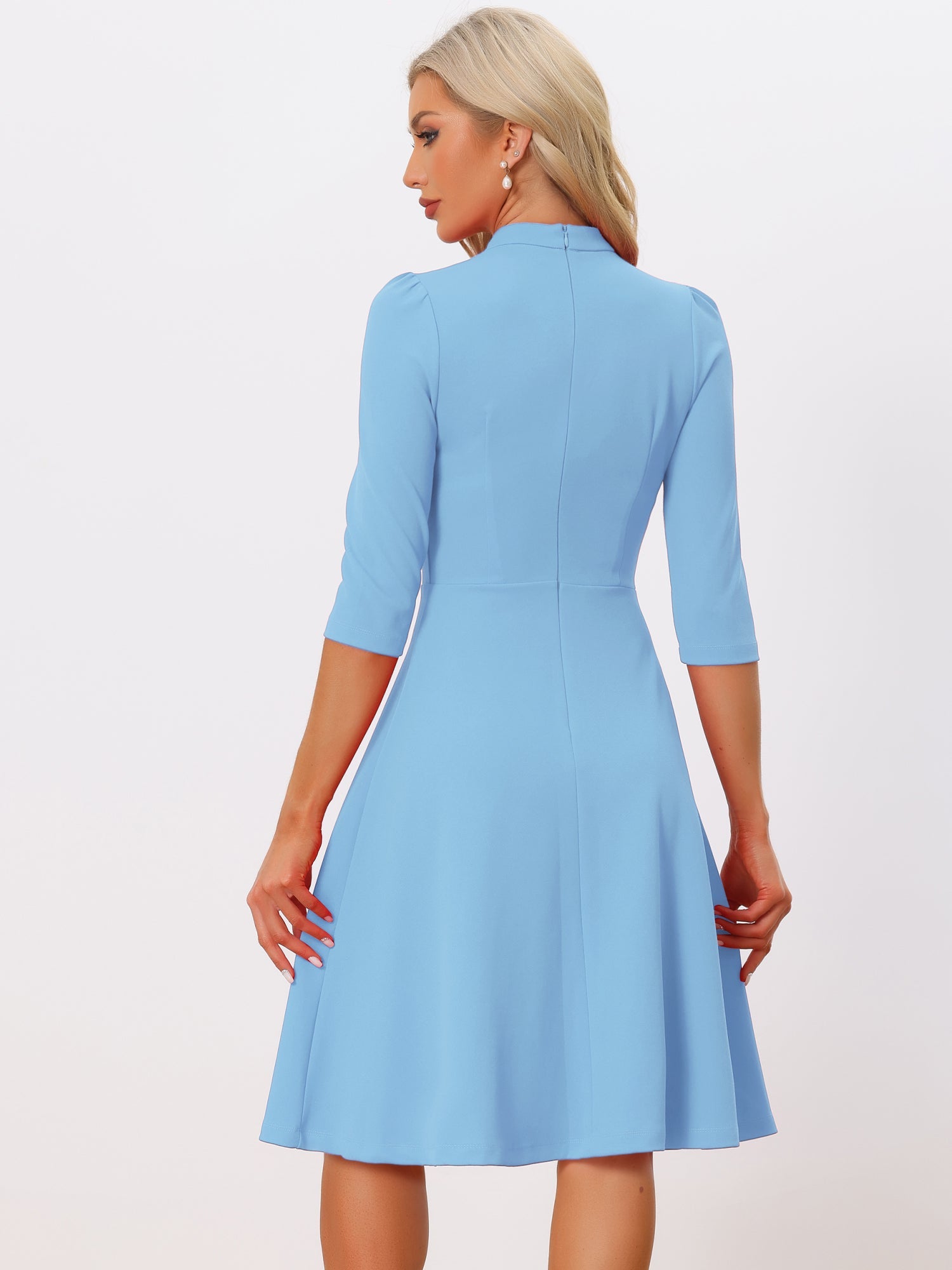 Clarivelle – Women’s Stand Collar Button Detail Dress