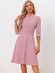 Clarivelle – Women’s Stand Collar Button Detail Dress