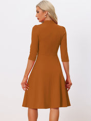 Clarivelle – Women’s Stand Collar Button Detail Dress
