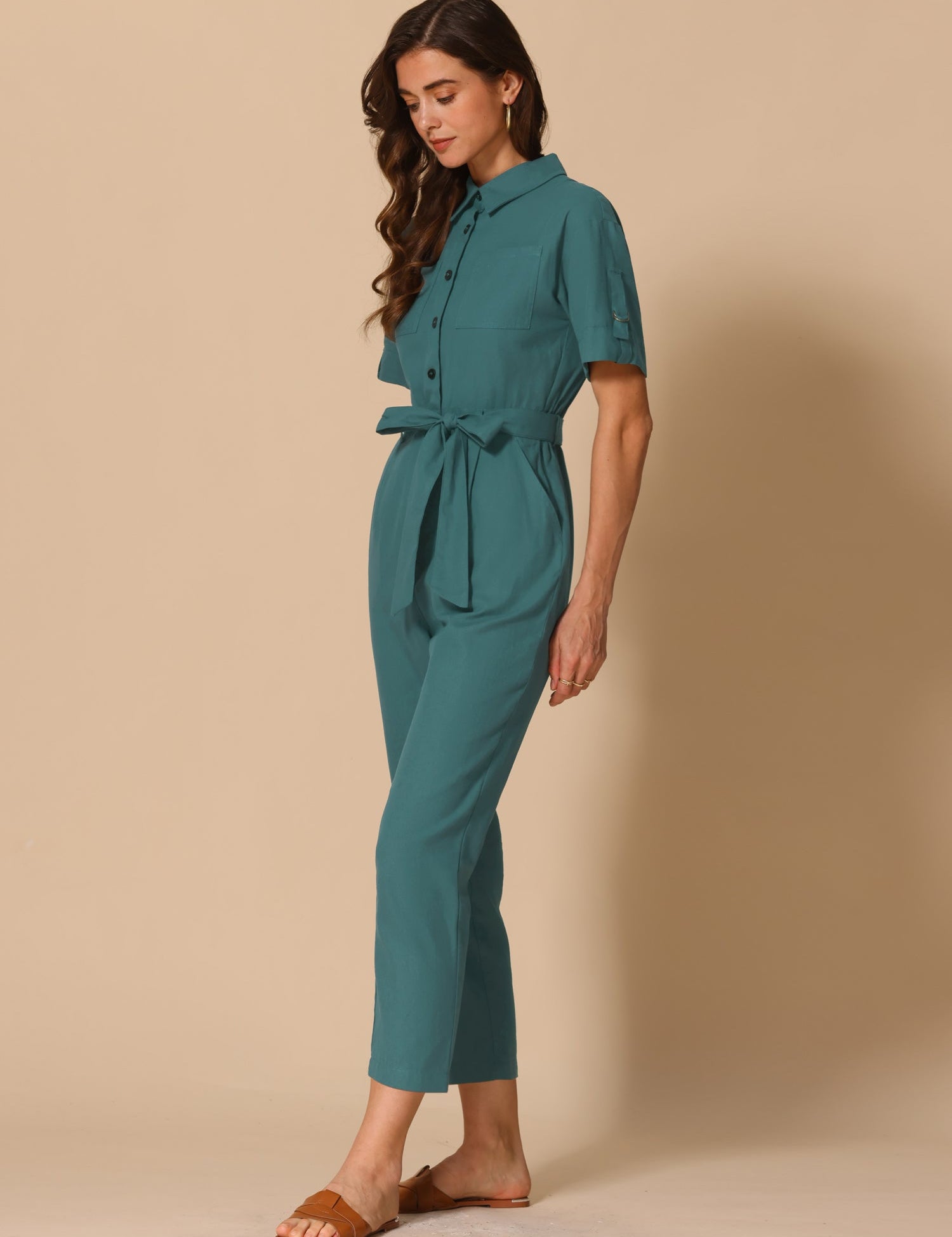Velmira – Women’s Cotton Cargo Tie-Waist Jumpsuit