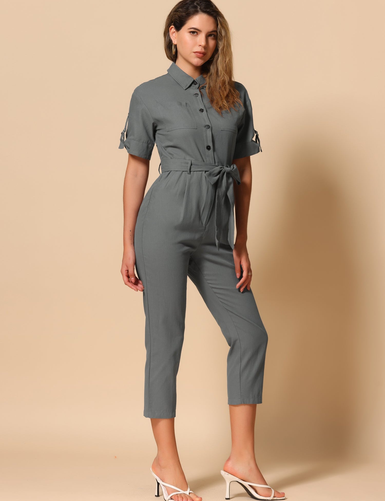 Velmira – Women’s Cotton Cargo Tie-Waist Jumpsuit