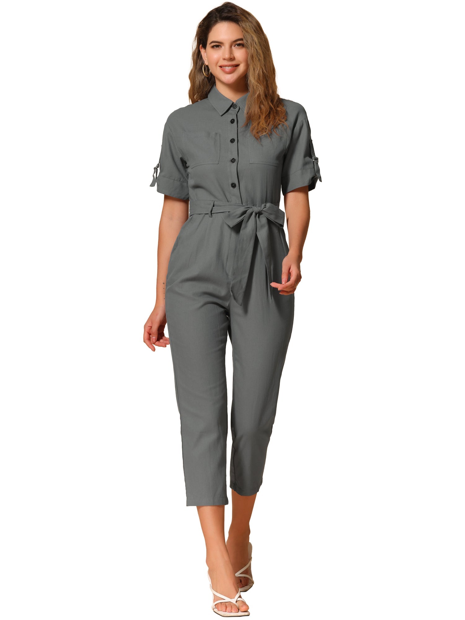 Velmira – Women’s Cotton Cargo Tie-Waist Jumpsuit