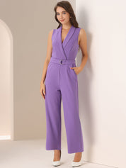 Luvessa – Women’s Sleeveless Belted Office Jumpsuit