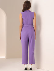 Luvessa – Women’s Sleeveless Belted Office Jumpsuit