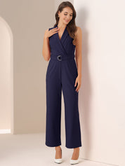 Luvessa – Women’s Sleeveless Belted Office Jumpsuit