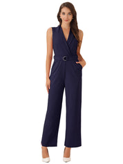 Luvessa – Women’s Sleeveless Belted Office Jumpsuit