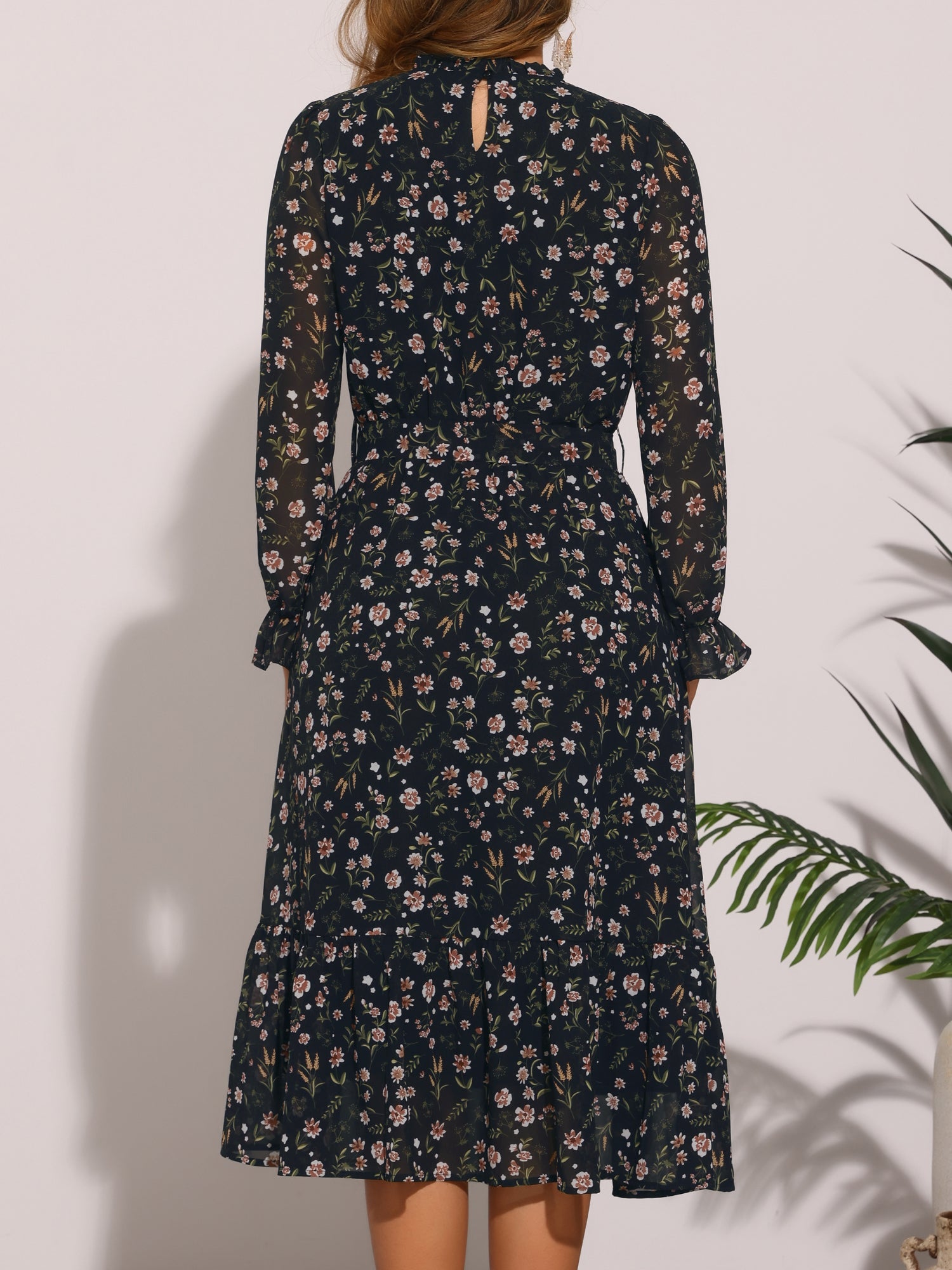Florvessa - Women’s Floral A-Line Midi Dress