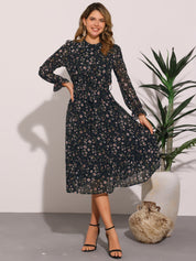 Florvessa - Women’s Floral A-Line Midi Dress