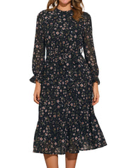 Florvessa - Women’s Floral A-Line Midi Dress