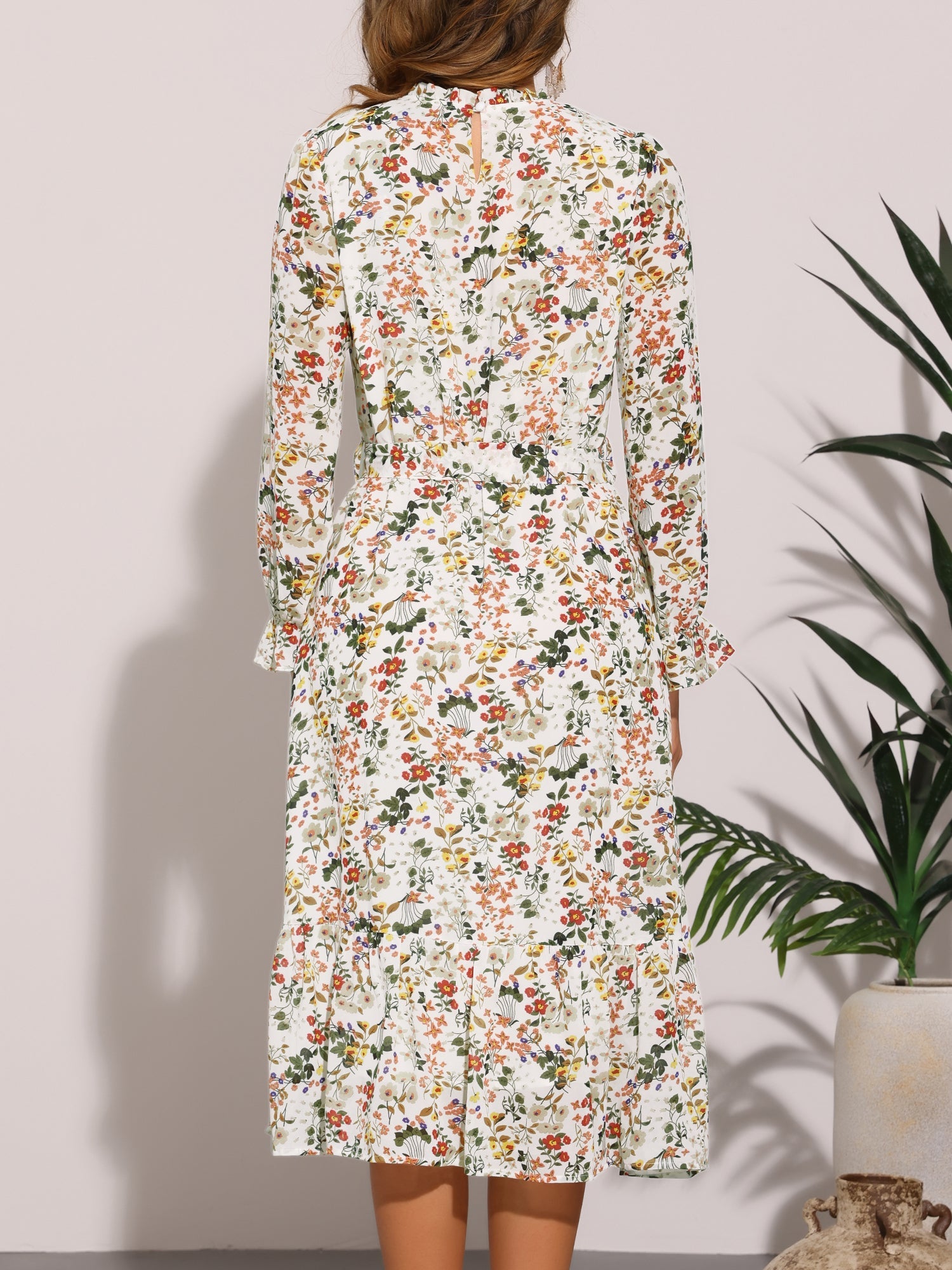 Florvessa - Women’s Floral A-Line Midi Dress