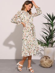 Florvessa - Women’s Floral A-Line Midi Dress